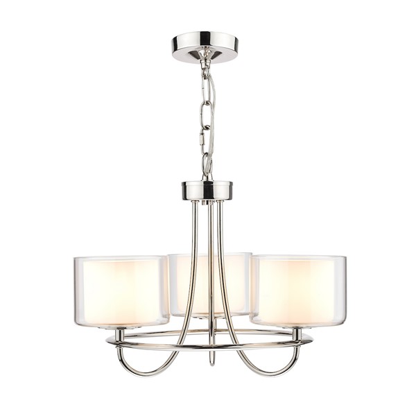 (image for) Laura Ashley Southwell 3lt Chandelier Polished Nickel & Glass Shades